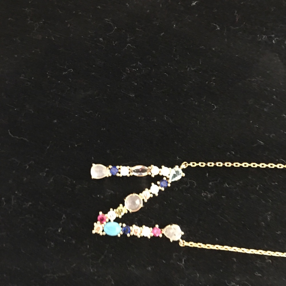 Multi stone initial necklace - Picture 3 of 3